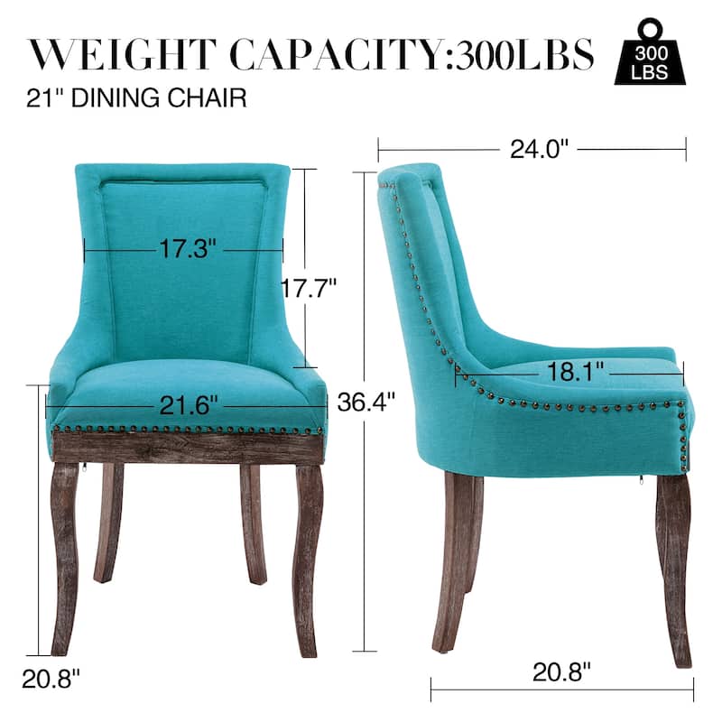 Traditional Tufted Ultra Upholstered Wingback Dining Chair Set of 6