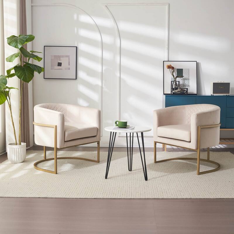 Upholstered velvet chair Gold metal bracket, medieval living room office tea room lounge chair with curved backrest