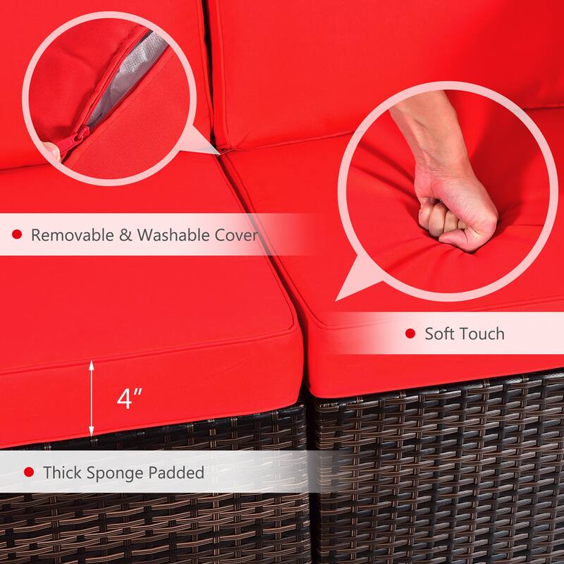 Costway 7PCS Patio Rattan Furniture Set Fire Pit Table Cover Cushion - See Details
