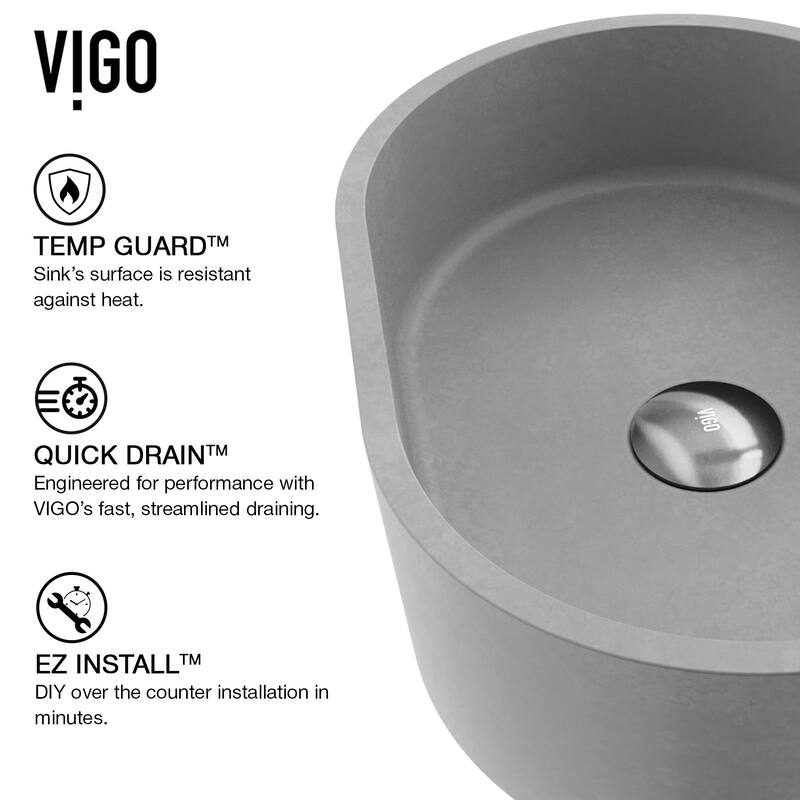 Vigo VGT2028 Giralda Gothic 16" L x 11" W x 10" H Oval Concrete Vessel - Chrome