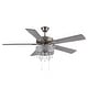 preview thumbnail 7 of 9, River of Goods Roxsie 52-inch Satin Nickel LED Chandelier Ceiling Fan - 52"L x 52"W x 18.25"H - 52"L x 52"W x 18.25"H