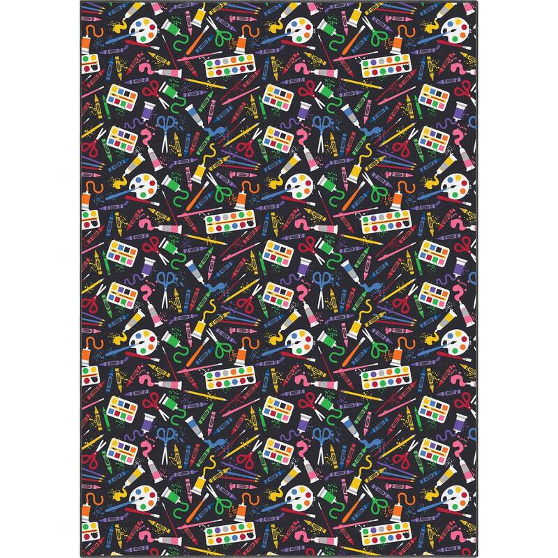 Crayola Art Supplies Black Abstract Area Rug By Well Woven - Black - 6' 7" x 9' 3" - Rectangle