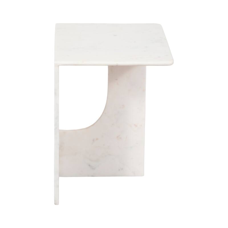 Stone Marble Accent Table Sculptural Geometric Base and Sleek Design