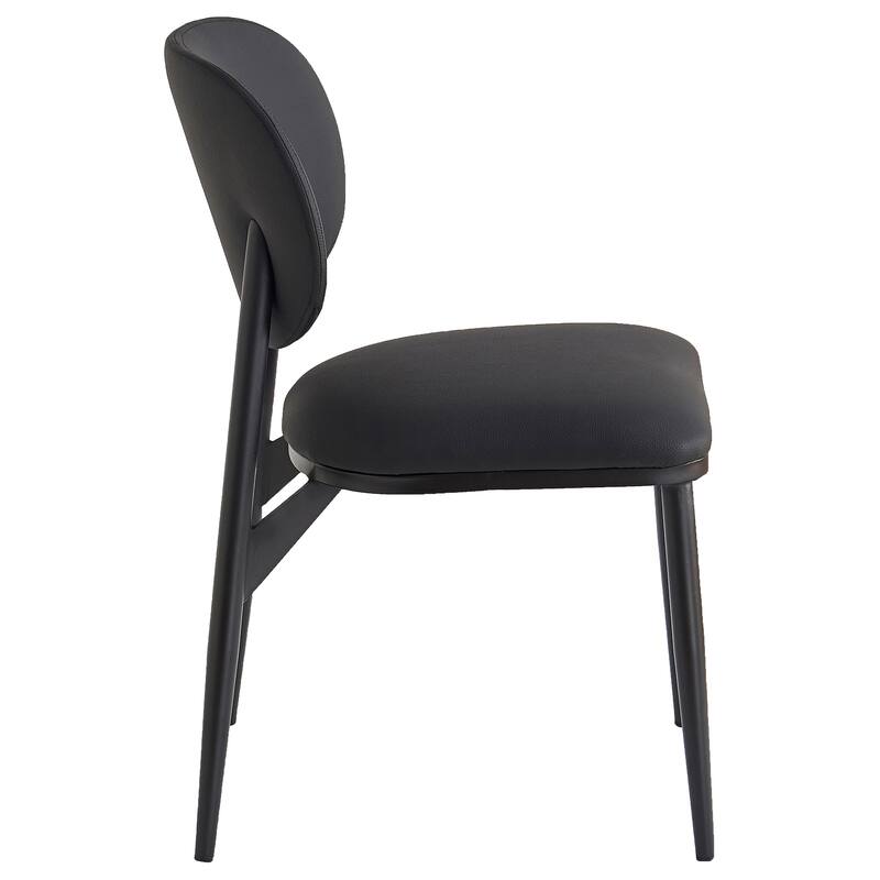 Modern Faux Leather and Metal Dining Chair, Set of 4