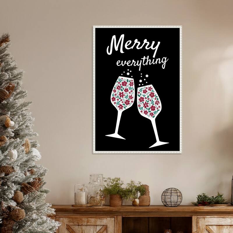 Merry Everything by Emeliemaria (23 x 33 in.), Framed Canvas Wall Art Print - Sylvie Beaded White