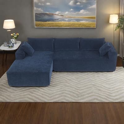 111.5" Chenille Modular Sectional Sofa with Pocket Springs and No Assembly, L-Shaped 4-Seater