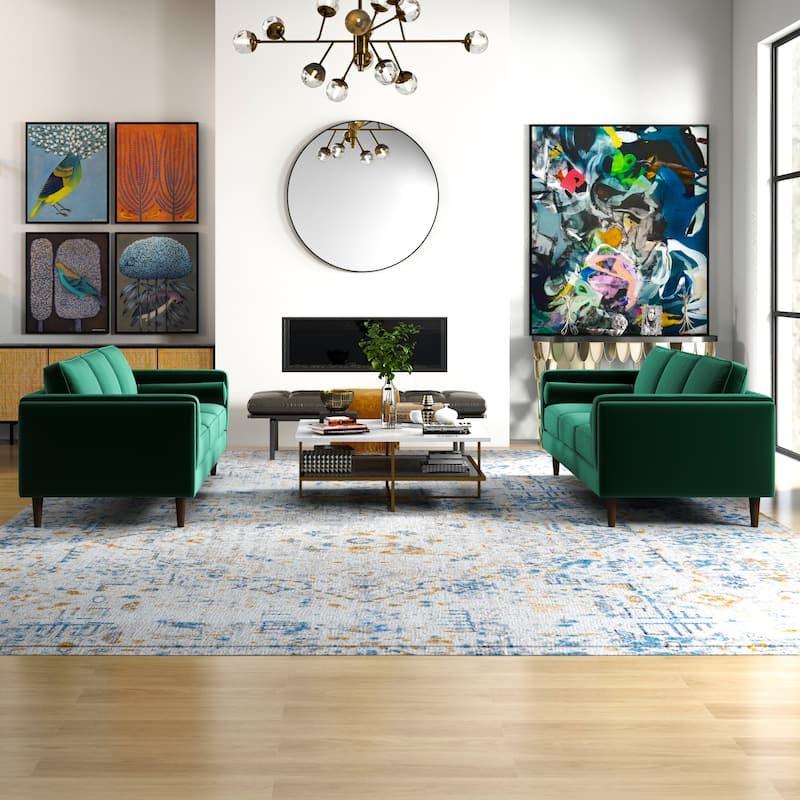 Fatih Mid Century Velvet Sofa Set