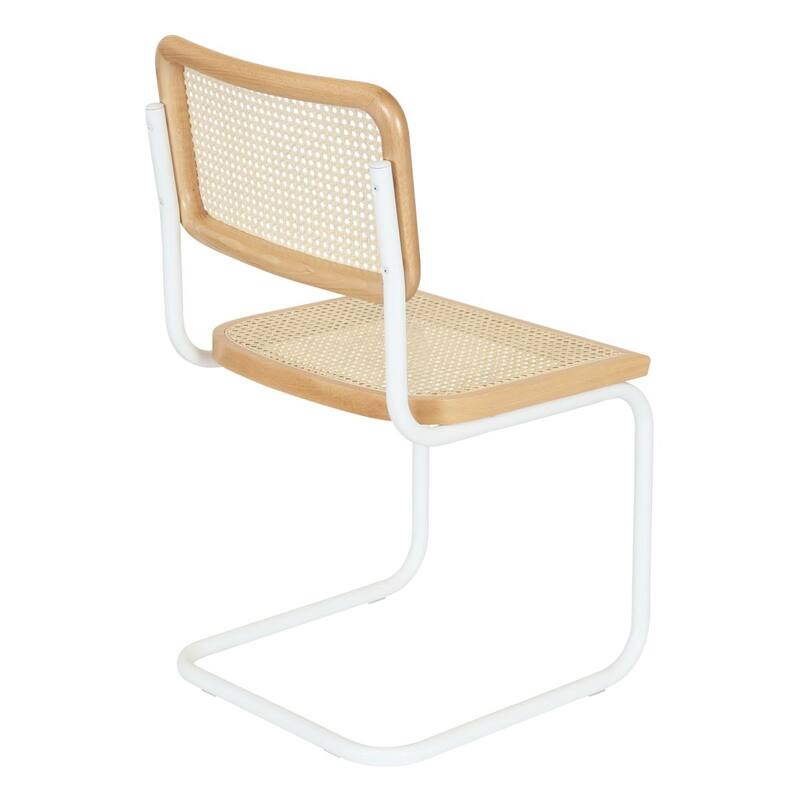 Breuer Chair Company Marcel Breuer Cesca Cane Cantilever Side Chair w/ White Steel Frame (Various Wood & Cane Colors)