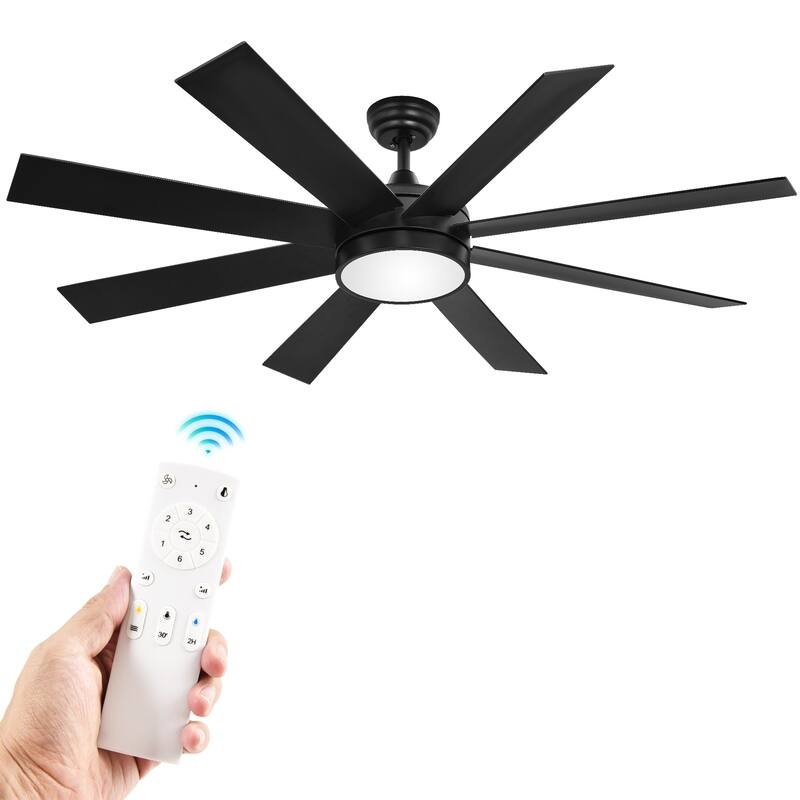 60 Inch Ceiling Fan with Light and Remote 8 Blades