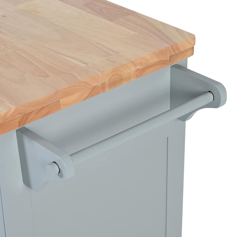 Roomfitters Kitchen Island with Foldable Counter Top, Kitchen Storage Cart with Slide-Out Shelf, Towel Rack and Drawer