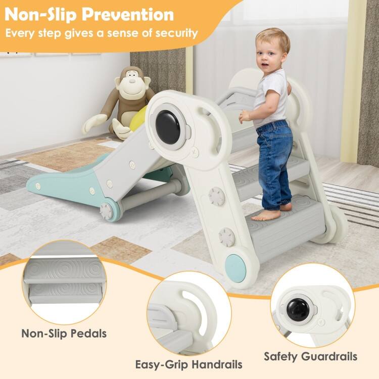 HDPE Kids Slide Climber 2-in-1 Foldable Indoor Playset - 45" x 49" x 21"