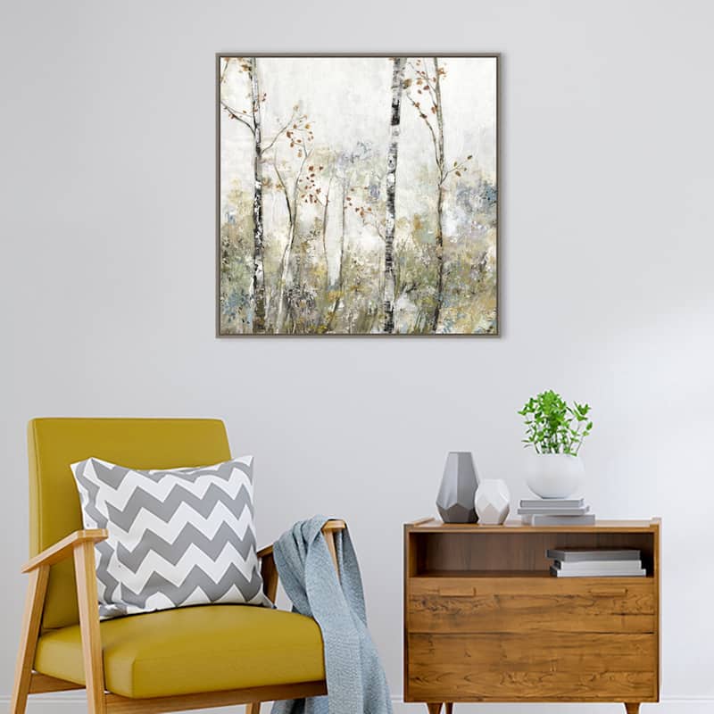 Soft Birch Forest II by Allison Pearce Framed Canvas Wall Art Print - Sylvie Greywash
