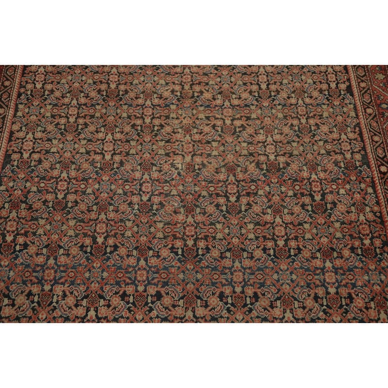 Hand Knotted Oriental 100% Wool Carpet Traditional All-Over Navy Blue & Blues Malayer Area Rug - 6' 5'' X 4' 5''