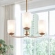 preview thumbnail 23 of 24, LNC Celes Modern 3-Light Wheel Chandelier with Forsted Glass Shade 21"Dia.x9"H - Deep Gold