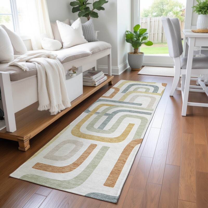 Machine Washable Indoor/ Outdoor Modern Penner Chantille Rug