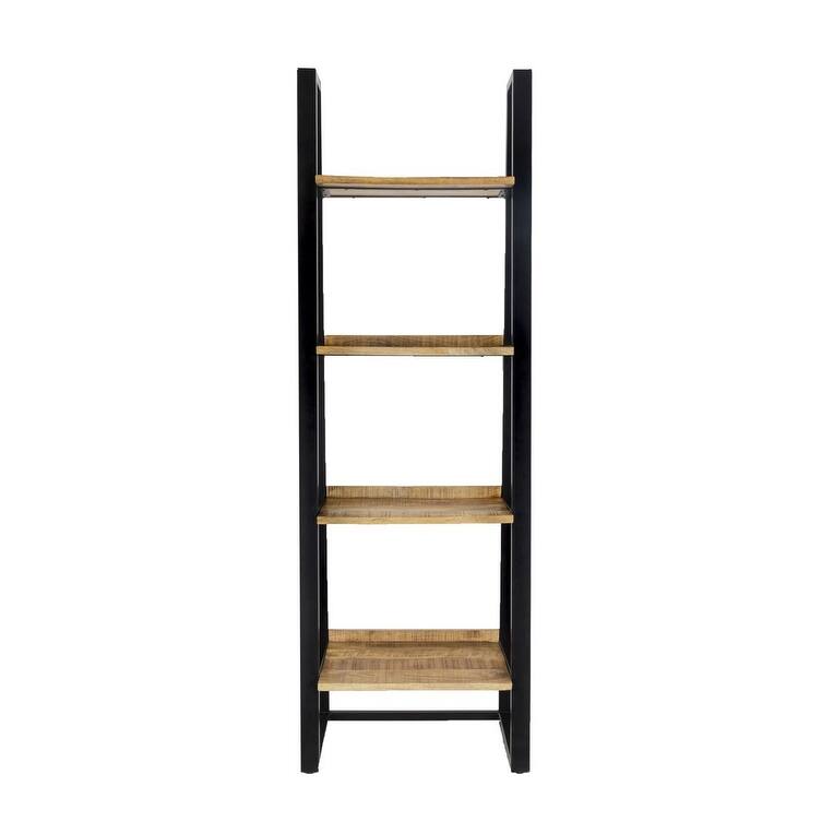 5-Tier Storage Industrial Ladder Bookshelf Solid Mango Wood