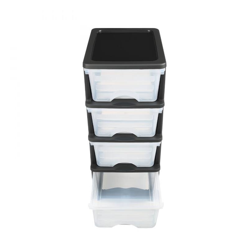 Multi-Purpose Plastic Storage Drawers with Transparent Front and Rolling Cabinet for Bedroom or Kitchen