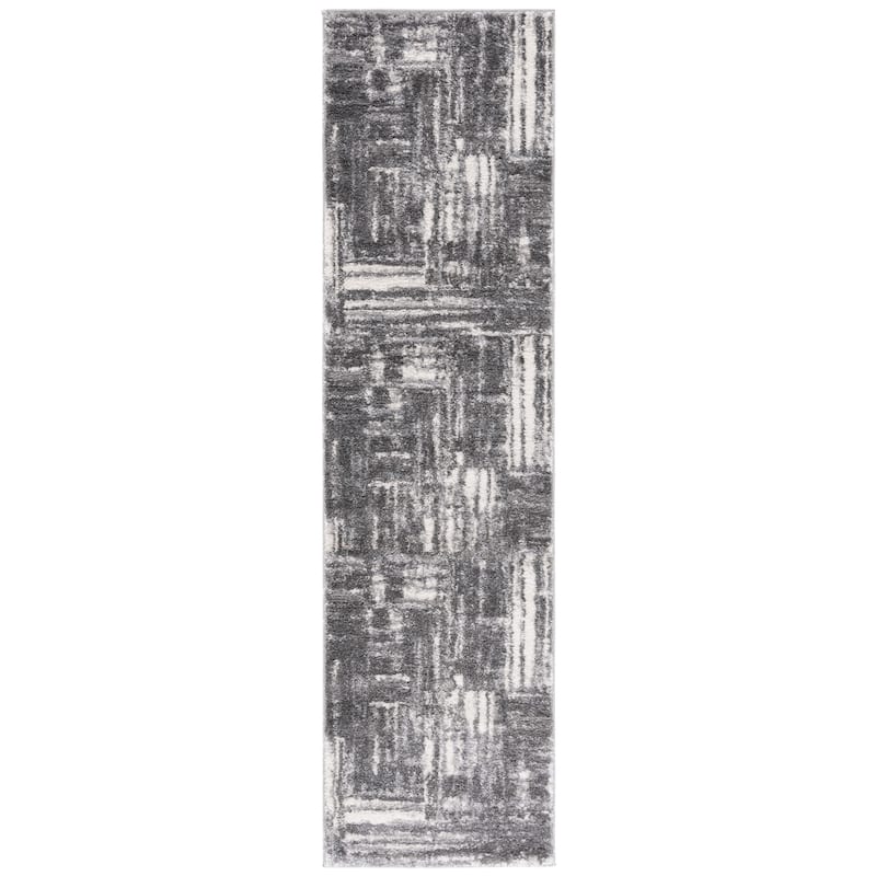SAFAVIEH Ravine Shag Dinora Shag Rug - 2'2" x 8' Runner - Dark Grey/Ivory