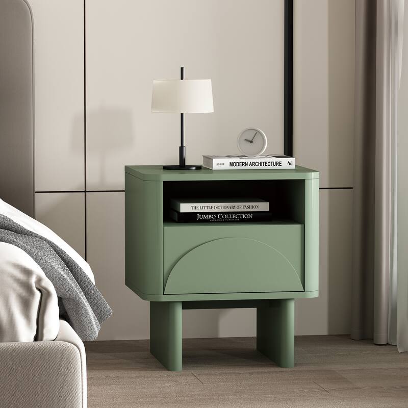 Manhattan Comfort Ella 20" Nightstand (1-Drawer) - Sage Green