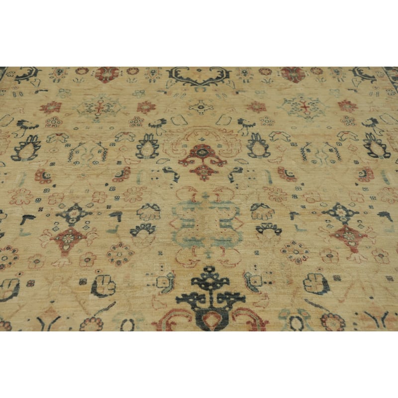 Hand Knotted Traditional Wool Beige Geometric Area Rug - 9' 9'' X 8' 3''