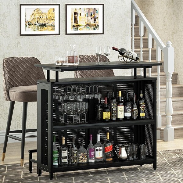 O&k Furniture Industrial Wine Rack Bar Cabinet O&K FURNITURE
