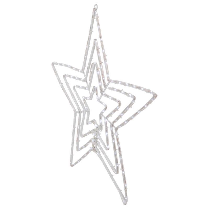 24" LED Lighted Layered Stars 8 Function Christmas Window Silhouette
