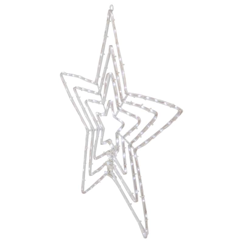 24" Lighted Layered Stars Controller Window Silhouette Christmas Decor