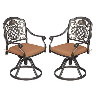 Swivel Patio Chairs Set of 2, Aluminum Outdoor Chairs with Removable Cushions, Metal Frame, Comfortable