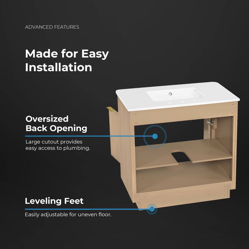 OVE Xander Bathroom Vanity with White Engineered Stone Top