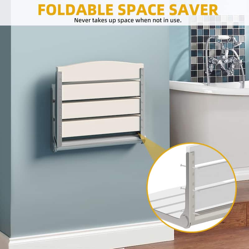 Moasis Plastic Wood Wall Mounted Folding Shower Seat