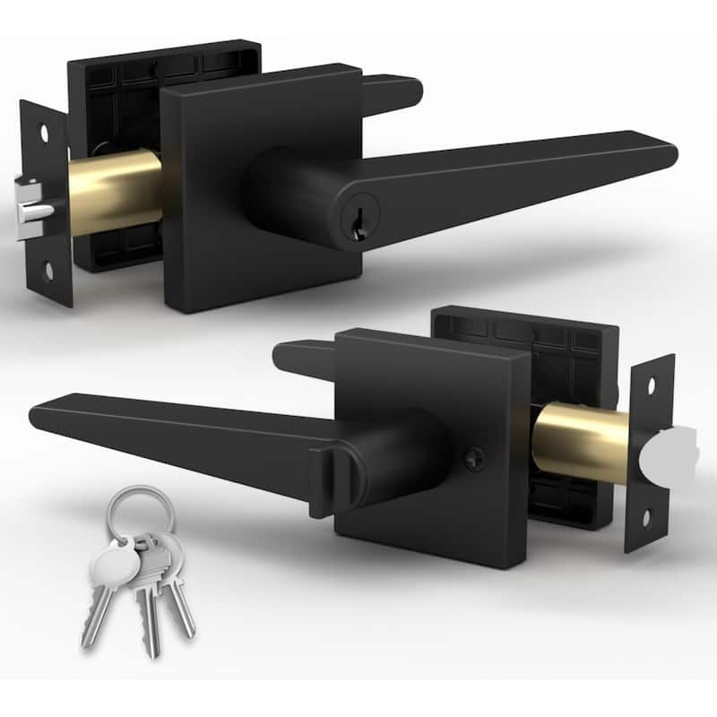 Mega Handles - SCHEIN Entrance Lever I Lever Door Lock Handle I Fits All Standard Door Sizes I Reversible Handing - Matte Black