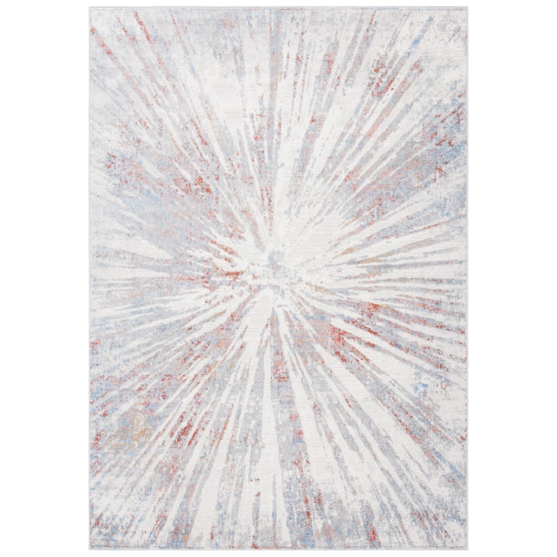 SAFAVIEH Amelia Dellene Abstract Burst Rug - 6'7" Square - Grey/Rust