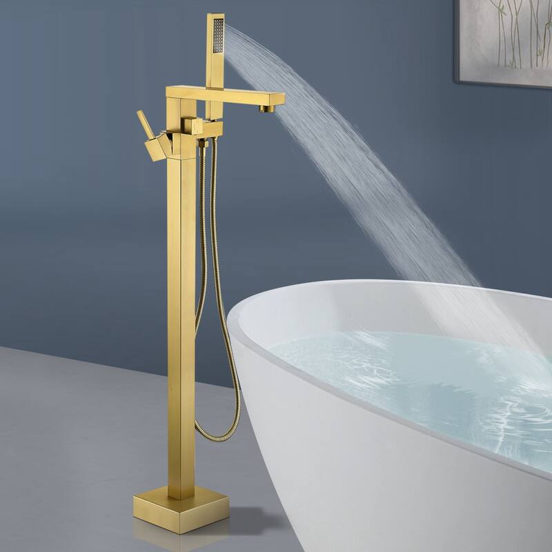 Topcraft Floor Mounted Bathtub Filler with Handheld Showerhead