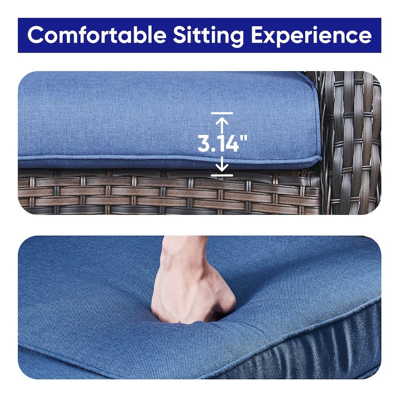 Patio Glider Sofa with Club Chair, Ottoman and Side Table