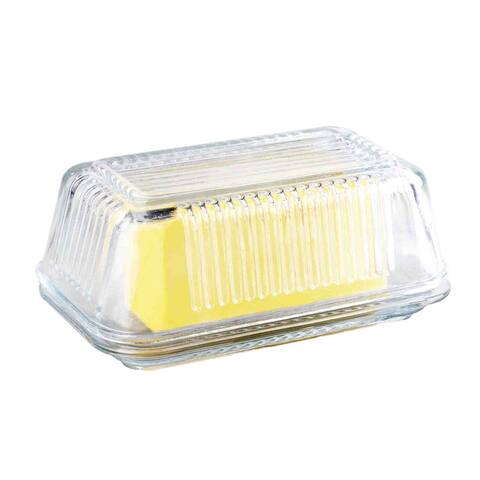 Home Basics Classic Glass Butter Dish, Clear