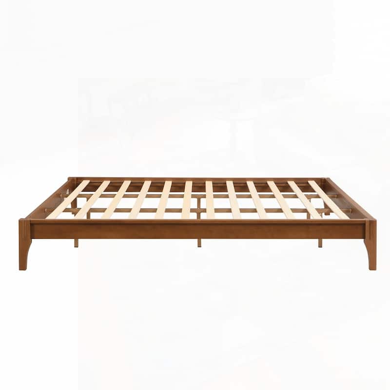 12 Inch Solid Dry Bamboo Wood Platform Bed Framewith Wood Slat Support,