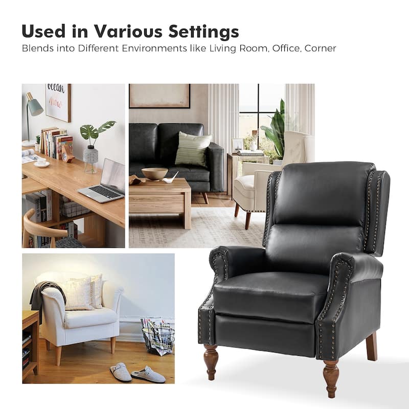 Terri Traditional Vegan Leather Manual Push Back Recliner Set of 2 by HULALA HOME