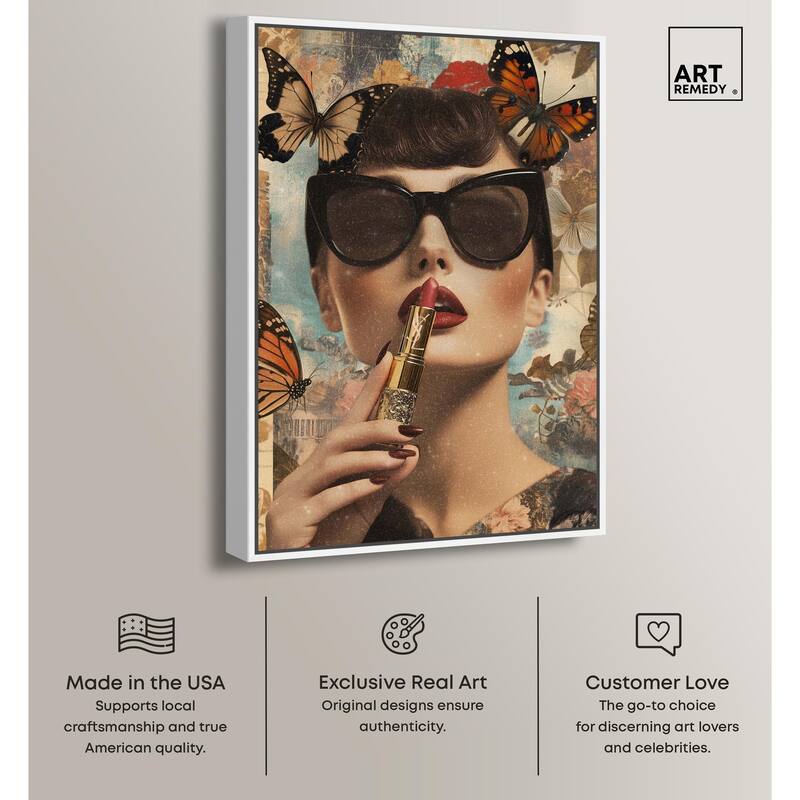 Iconic Lady Butterfly Collage II Canvas by Art Remedy