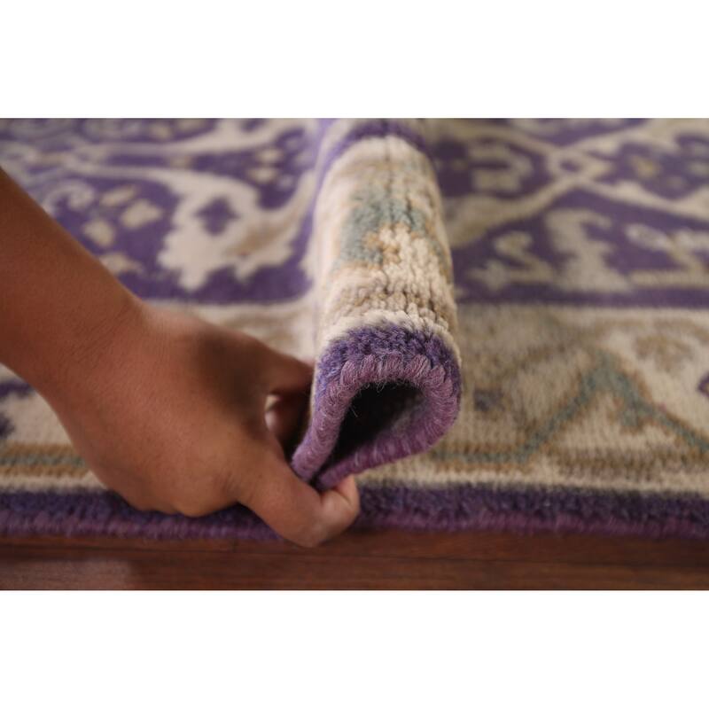 Purple Oushak Oriental Runner Rug Handmade Wool Carpet - 2'6"x 9'9"