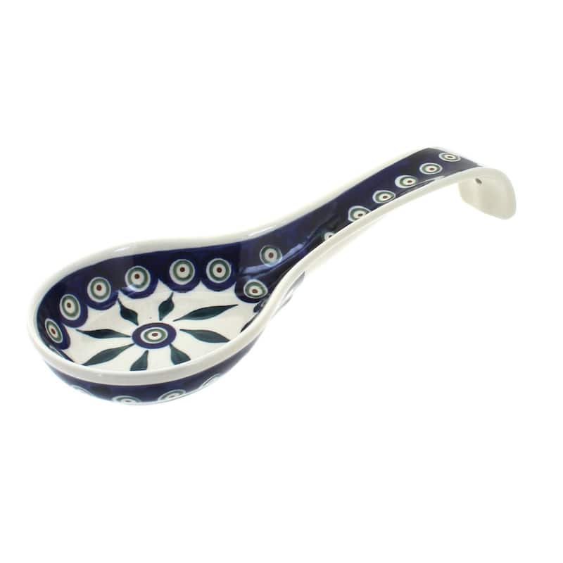 Blue Rose Polish Pottery 1178 Zaklady Large Spoon Rest