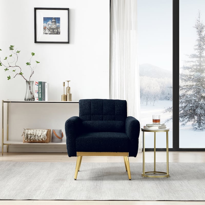 Modern Accent Chair Living Room Armchair Tufted Reading Chair, Black
