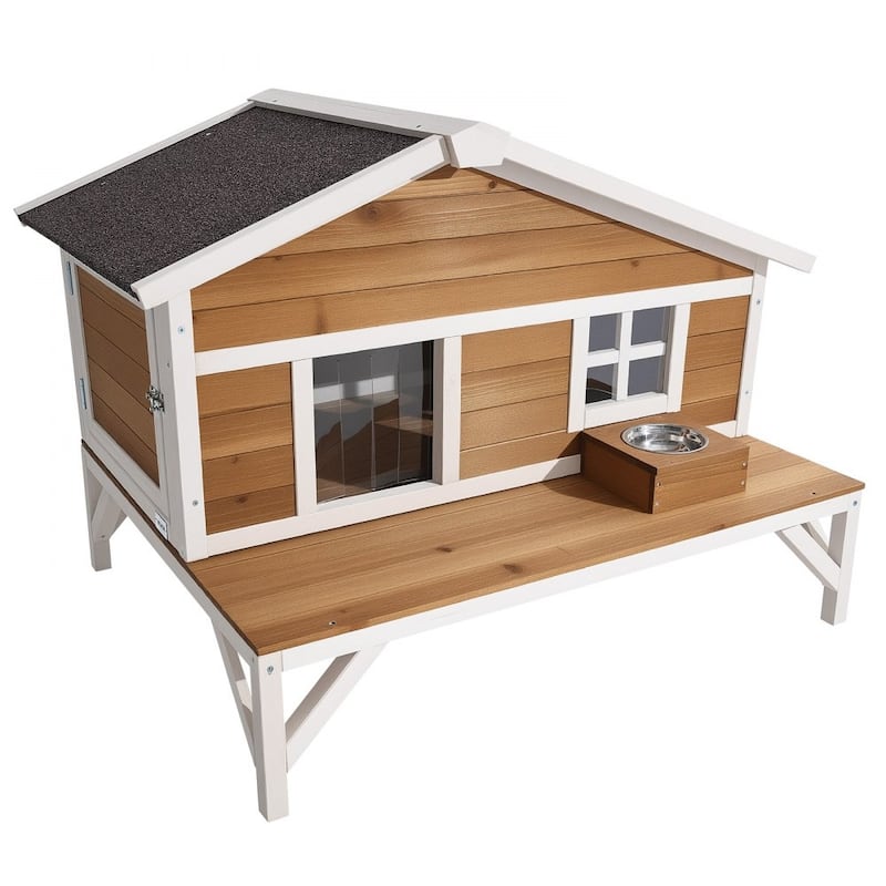 Outdoor Cat House with Insulated Foam Panels and PVC Curtain Weather-Resistant Design