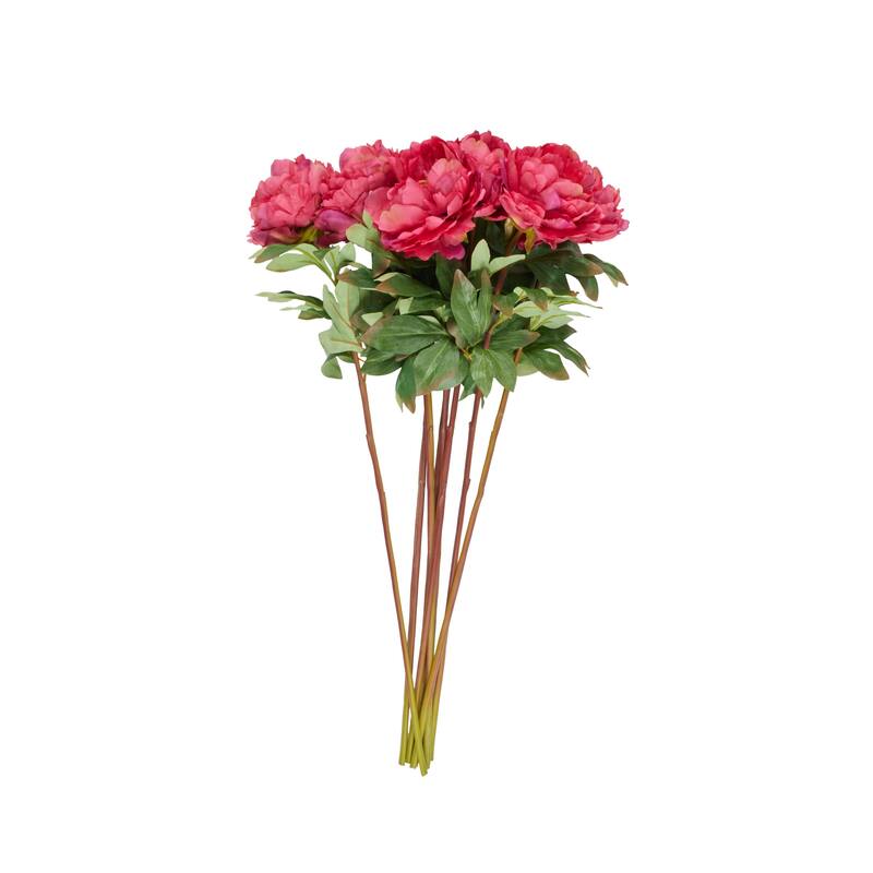 Pink Faux Foliage Tall Peony Artificial Flower Stem (Set of 8)