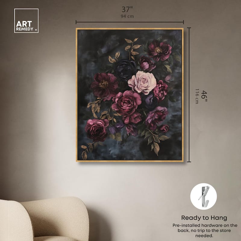 Vintage Dark Roses Canvas by Art Remedy