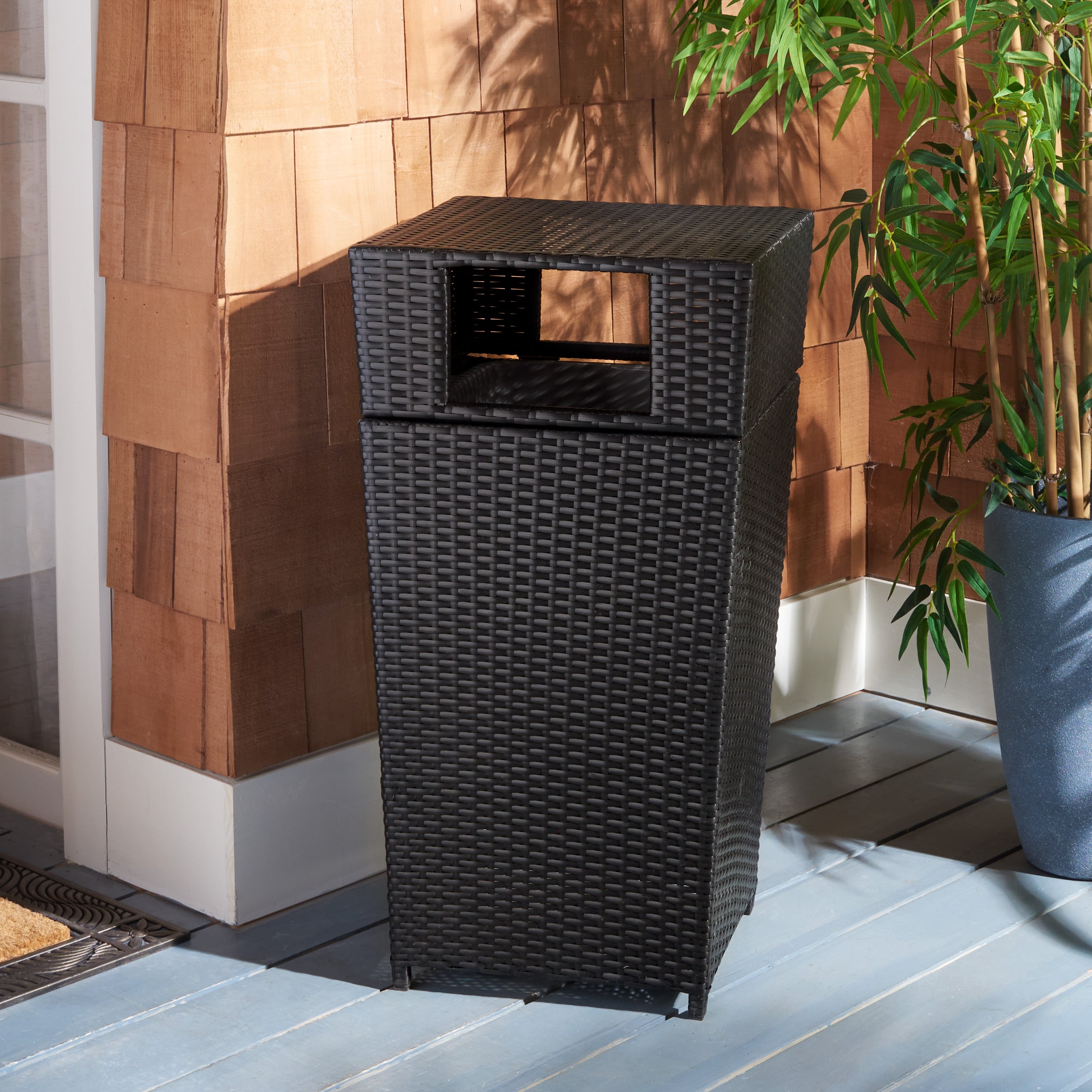 Nestl Outdoor Trash Can with Lid - 30 Gallon Durable Wicker