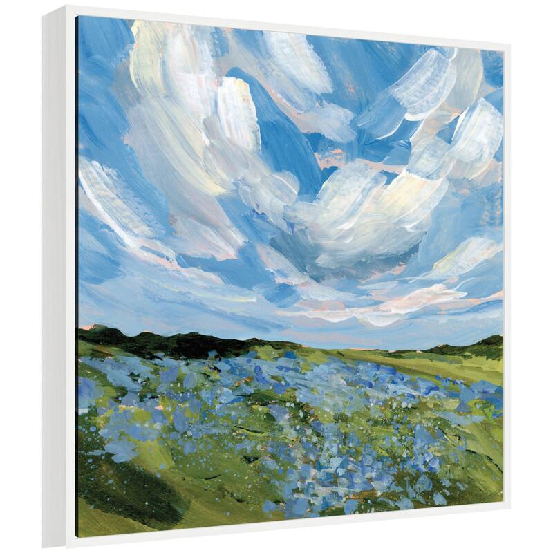 Kate and Laurel Texas Bluebonnets by Emily Kenney Framed Canvas Wall Art Print - 30 x 30
