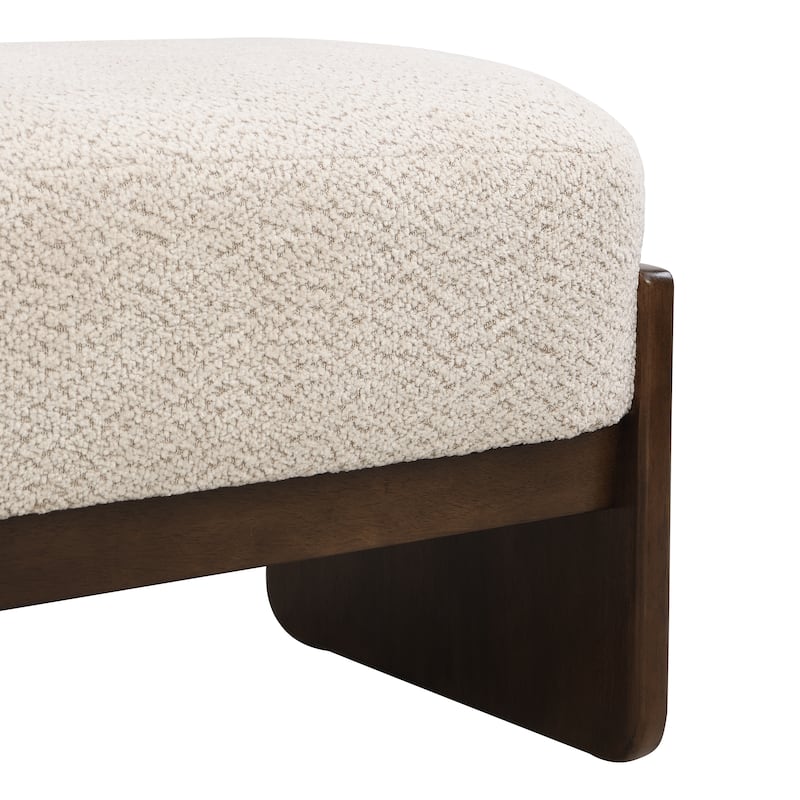 Christopher Knight Home - Gazena Beige Large Ottoman Bench with Rubberwood Base - 64" W x 18.5" D x 18.5" H