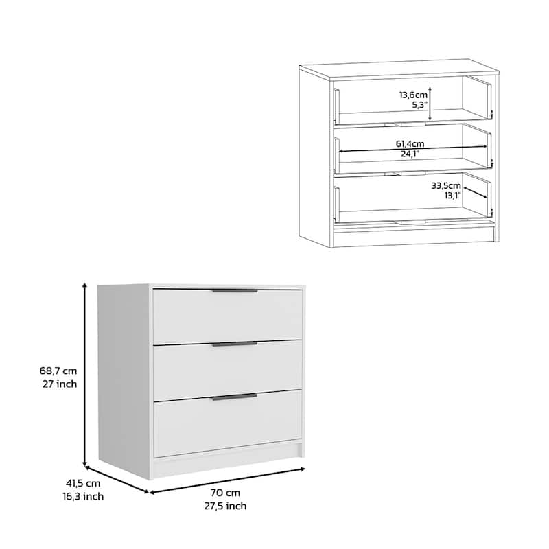 3 Drawers Dresser with Superior Top