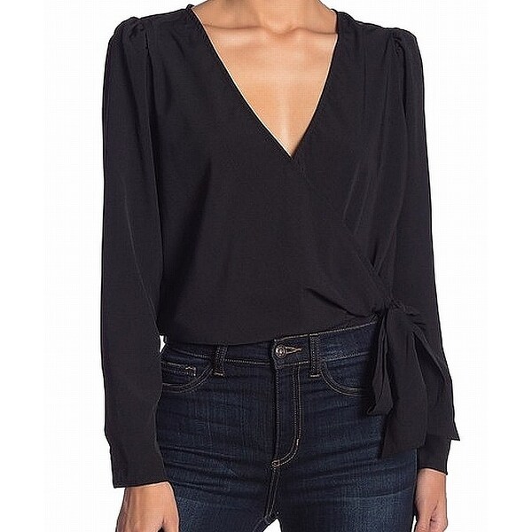 black chiffon wrap top