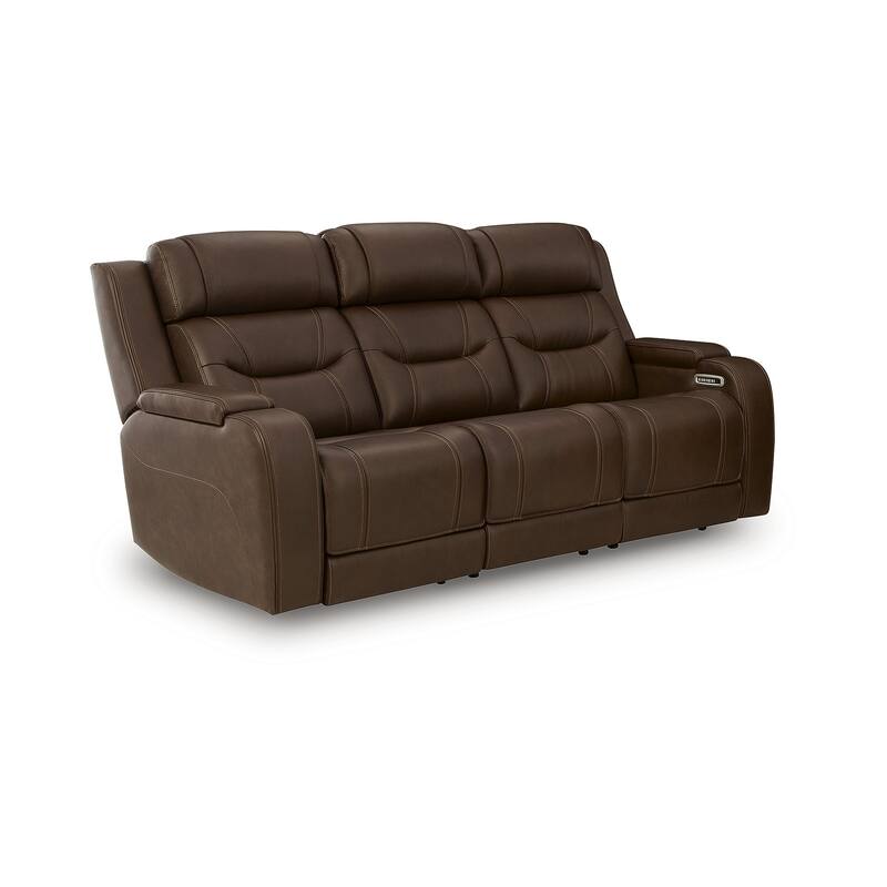 Signature Design by Ashley Guru Dark Brown Power Reclining Sofa with Audio Seating - 87" W x 41" D x 45" H